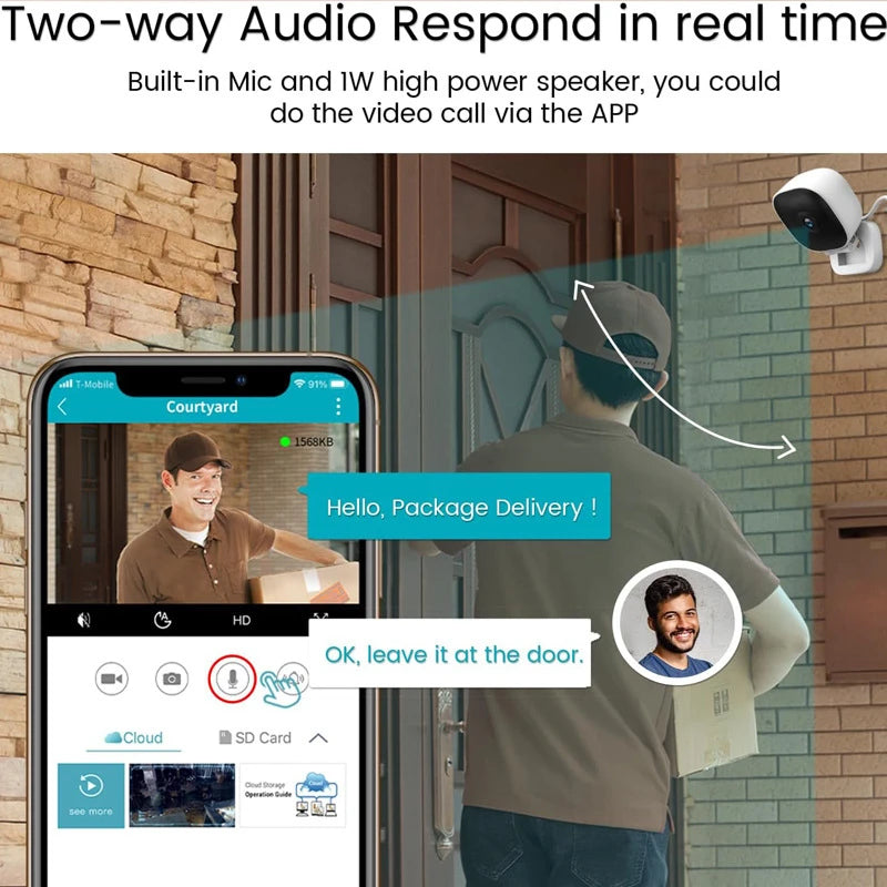 Xiaomi 4K Mini Security Camera with Full Color Night Vision, IP65 Waterproof, Motion Detection, and Two-Way Audio