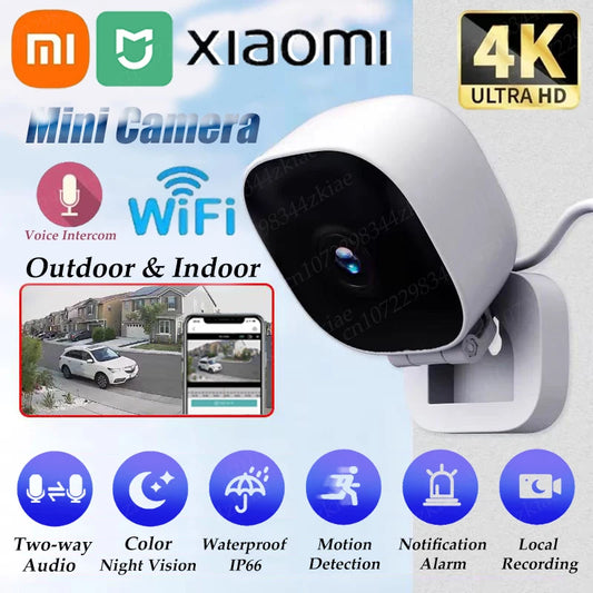 Xiaomi 4K Mini Security Camera with Full Color Night Vision, IP65 Waterproof, Motion Detection, and Two-Way Audio