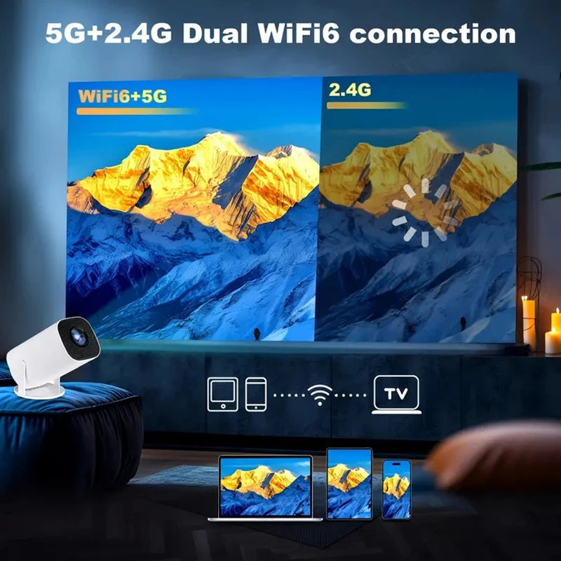 4K HD Wifi6 Projector Android 11 260 ANSI WIFI Allwinner H713 BT5.0 720P Home Cinema Outdoor Portable Projectors